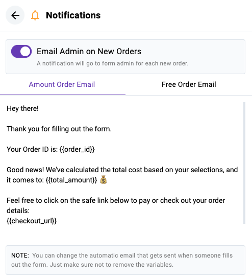 Personalised Email Notifications