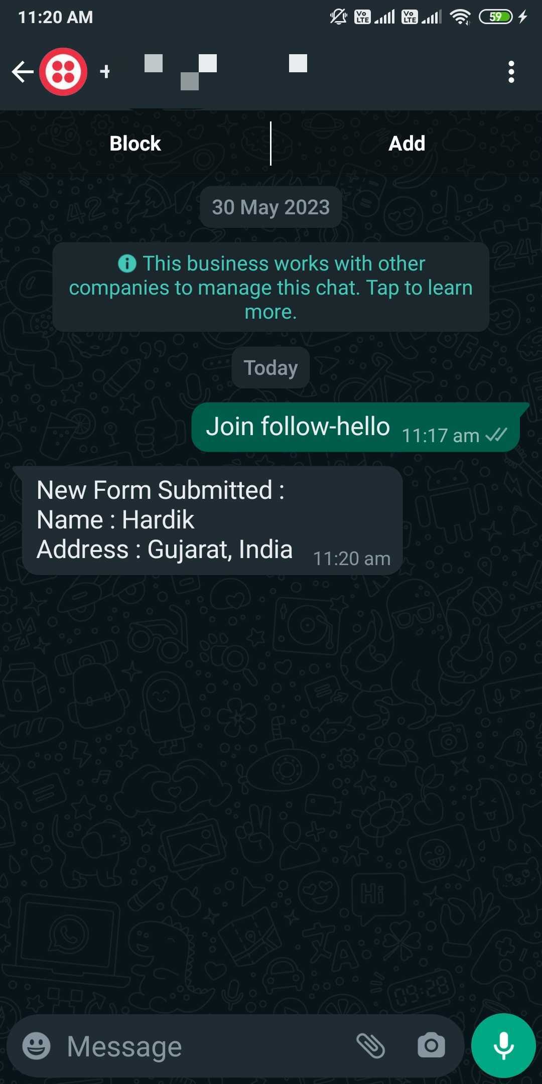 Form response notification to WhatsApp